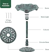GardenKraft 17430 Bird Bath with Solar Light Verdigris 80x43cm view 3