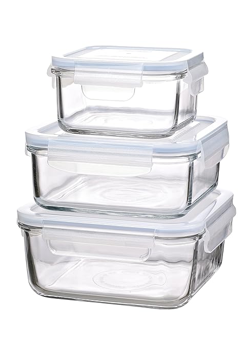 Glasslock - Táper Rectangular Apto para microondas, Vidrio, Azul ...