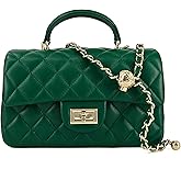 M-ioi-M Small Quilted Crossbody Bag for Women, Genuine Leather Mini Shoulder Flap Purse with Gold Chain Strap & Top Handle