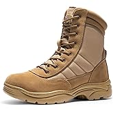 NORTIV 8 Men's Military Tactical Work Boots Side Zipper Leather Motorcycle Combat Boots Trooper