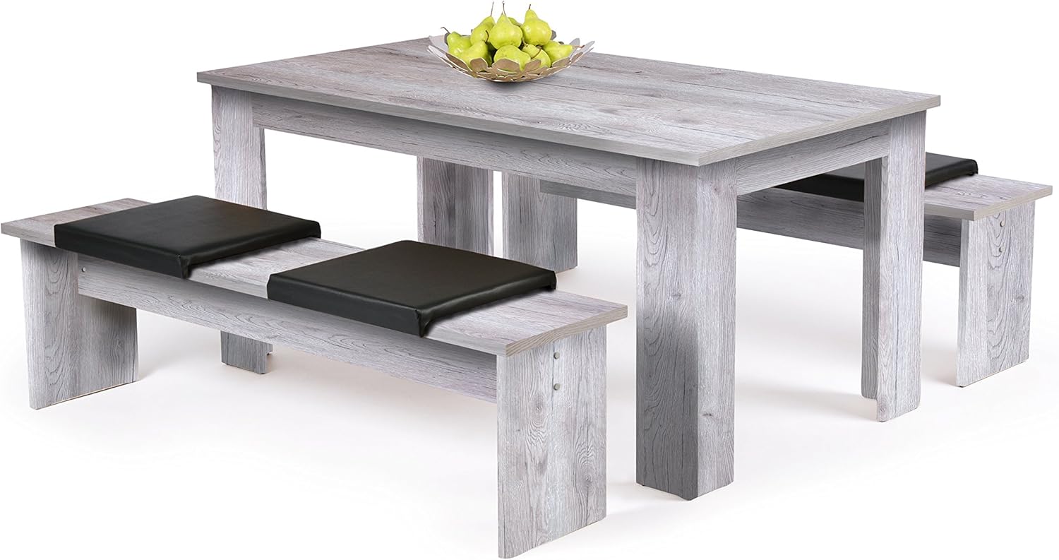 Tischgruppe Esszimmertisch + 2 Bänke (verschiedene Farben und Größen