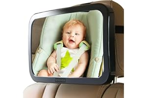 Enovoe Baby Car Mirror with Cleaning Cloth - Wide Convex Back Seat Baby Mirror is Shatterproof and Adjustable - 360 Swivel Rear Facing Car Seats Mirror Helps Keep an Eye on Your Infant car baby mirror