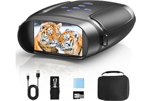 DIYIMIN 4K Night Vision Binoculars Goggles - Infrared Night Vision in 100% Darkness with 10X Digital Zoom, 5000mAh Rechargeable for Camping Hunting and Surveillance with 32GB Card, Neck Strap & Case
