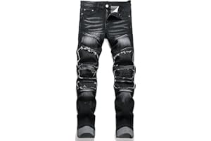RXXKKK Men's Classic Zipper Biker Regular Fit Flex Jean