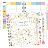 Ceiba Tree Undated Teacher Planner Lesson Planner and Record Book 8.5x11 inch Gradebook Attendance Book 10 Months 50 Weeks Lesson Plan 7 Period Days Vertically Down The Side Floral