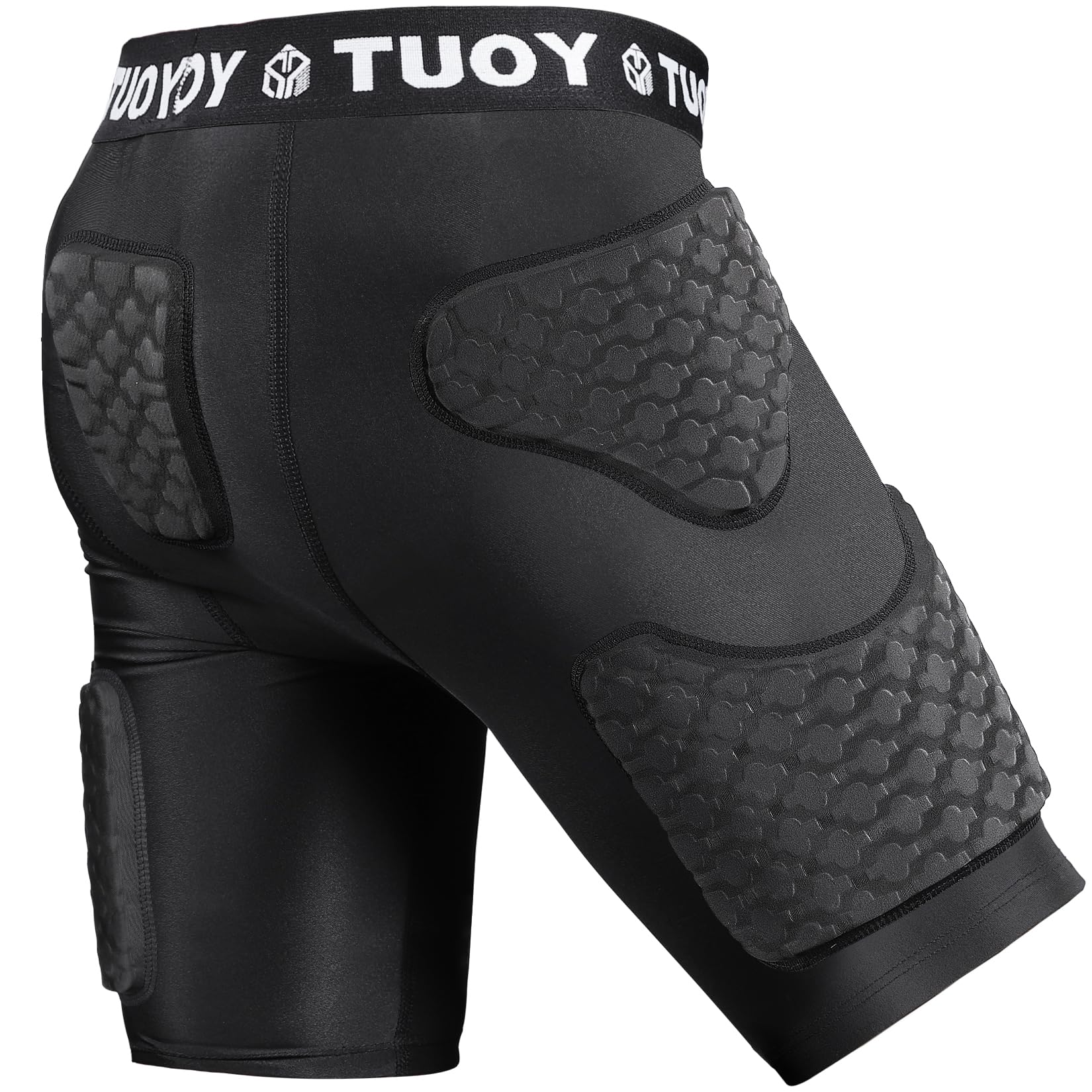Photo 1 of TUOYR Youth Padded Compression Short Football Girdle with Pads Hip Thigh Butt Tailbone Protector Pants Boys Protective for Snowboard Skate Ski Kockey Cycling Baseball Rugby L