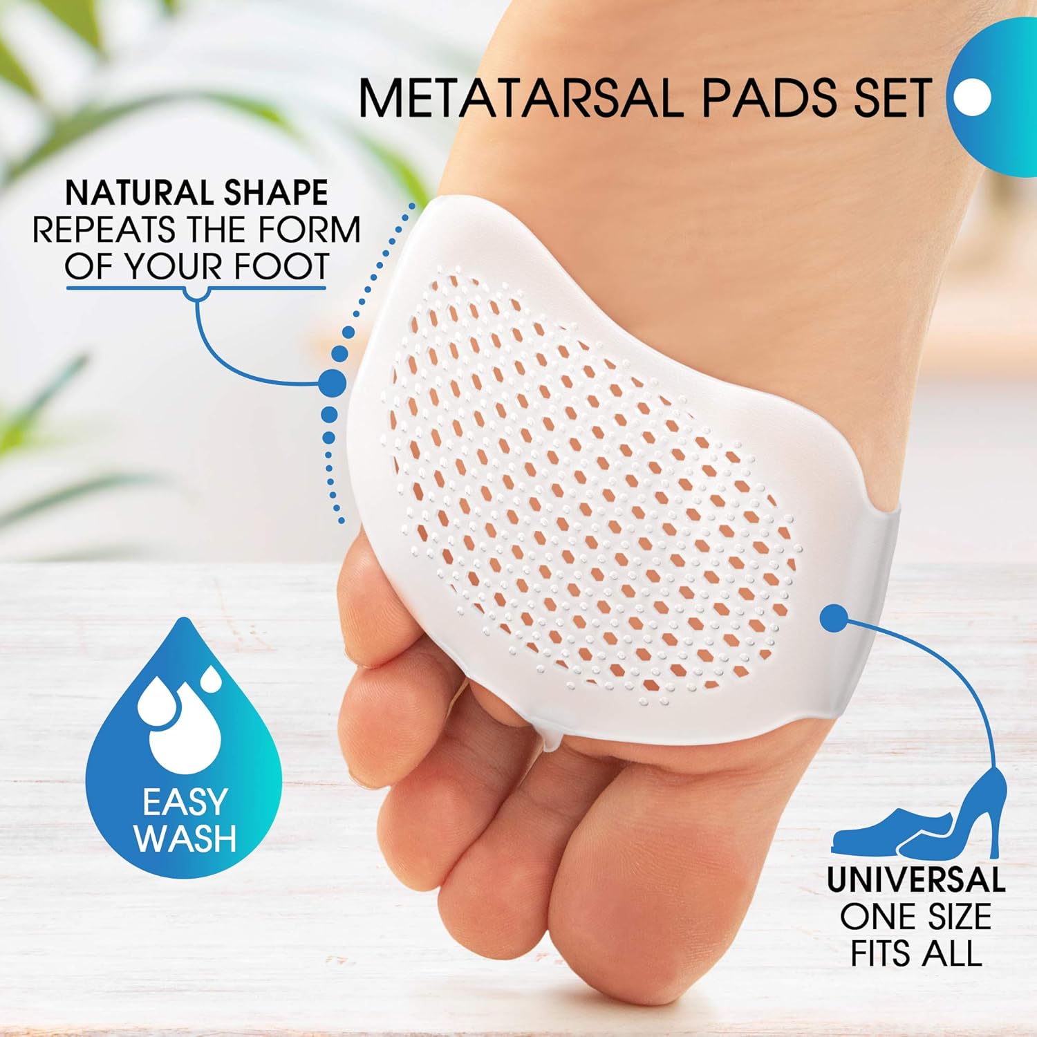 Ball of Foot Cushions (2PAIRS) - Metatarsal Pads Forefoot Pad - Metatarsal Cushion Morton’s Neuroma - Metatarsal Foot Pads - Gel Foot Cushion – Morton’s Neuroma Callus Metatarsal - Soft Gel Inserts: Health & Personal Care