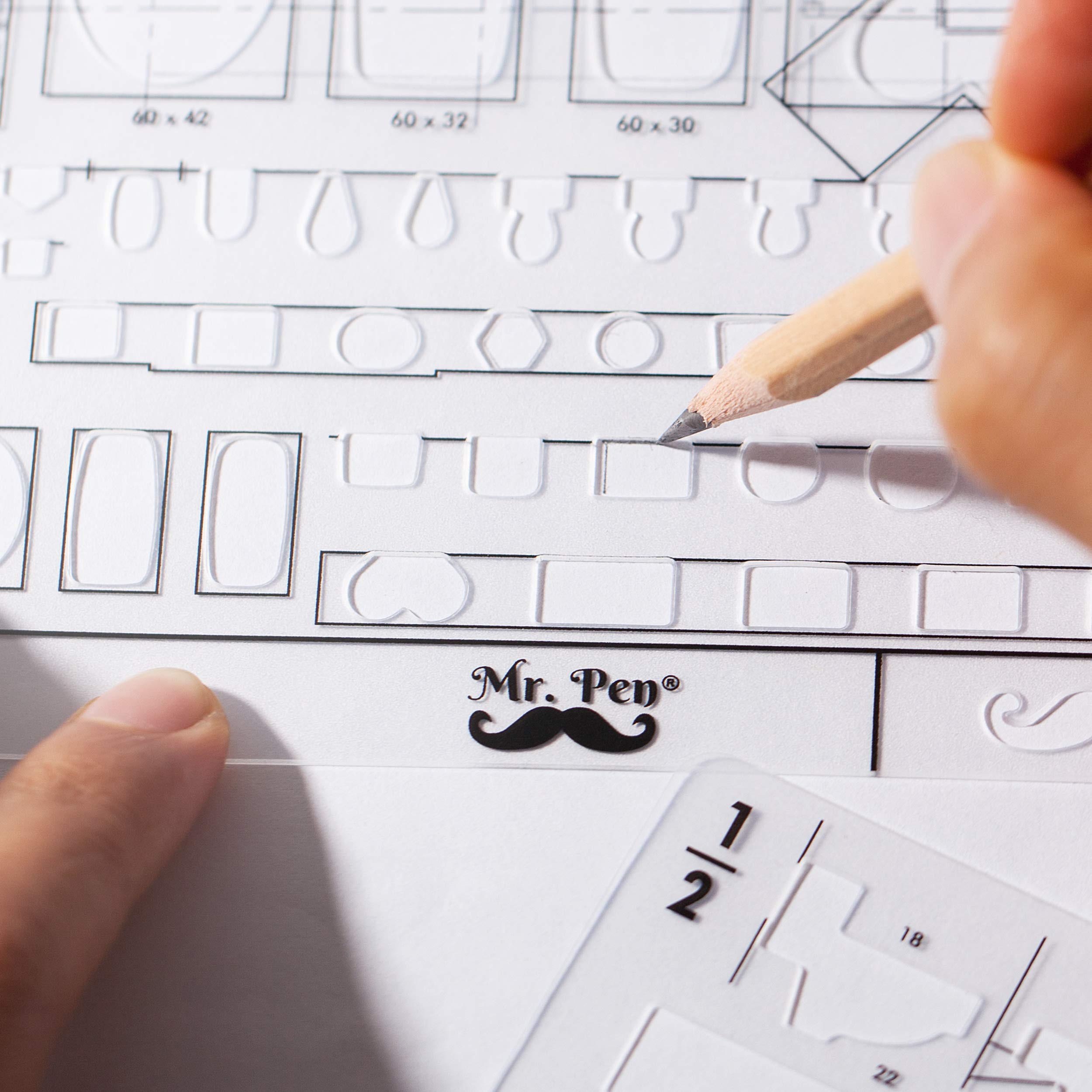 Mr. Pen Plumbing & Bathroom Design Tools - Drafting Ruler Shapes, Stencils & Fixture Templates