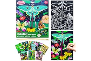 BAOXUE Scratch Art for Kids, Black Rainbow Scratch Off Art Paper Set,Bug Crafts Kits Supplies,Toddlers Activity Party Games, Art Gifts for Girls Boys,Stocking Stuffers for Kids