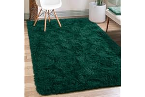 Merelax Soft Modern Indoor Shaggy Area Rug for Bedroom Livingroom Dorm Kids Room Home Decorative, Non-Slip Plush Fluffy Furry Fur Rugs Comfy Nursery Accent Floor Carpet 3x5 Feet, Christmas Green