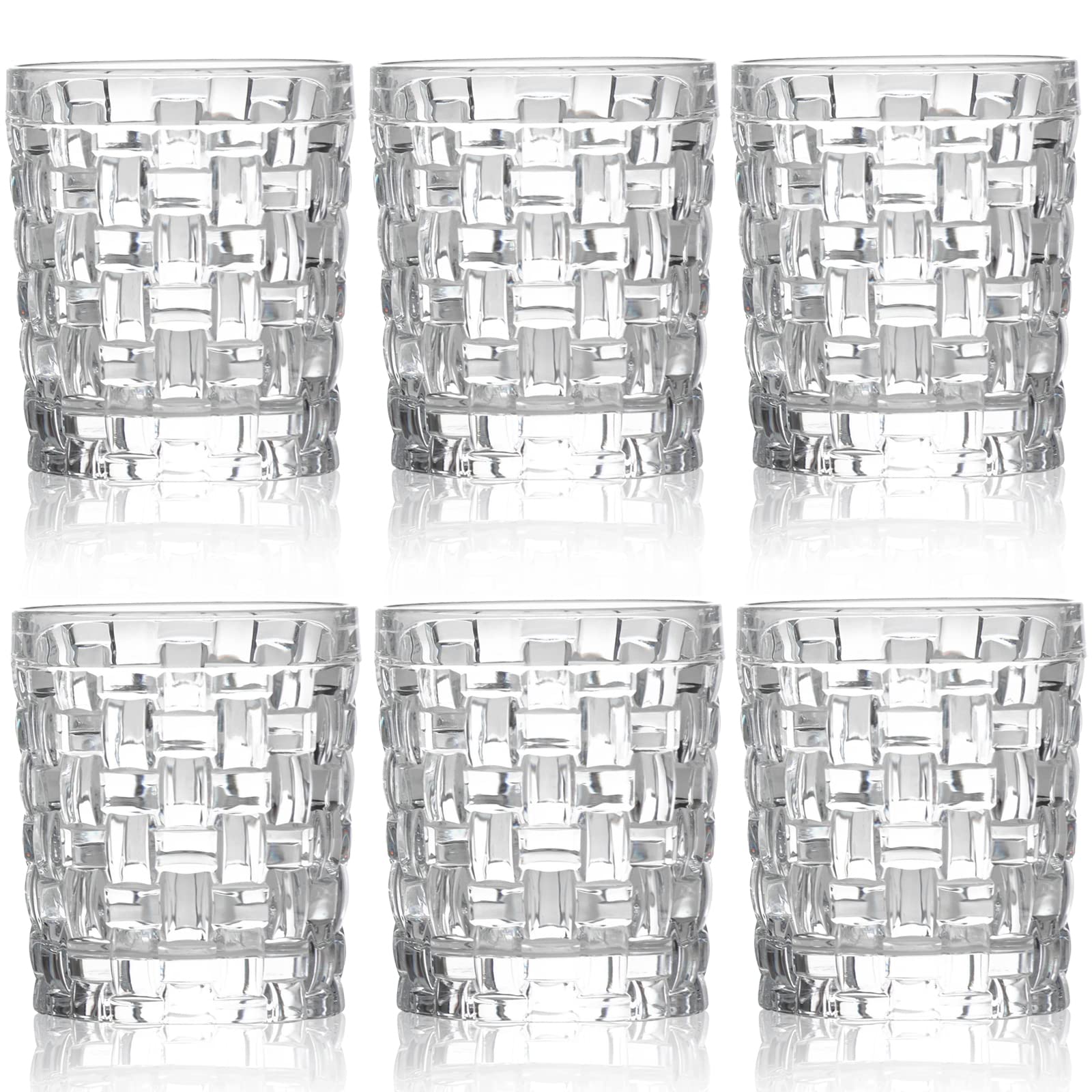 Dicunoy 6 Pack Whiskey Drinking Glasses, 8 oz Short Water Glasses with Heavy Base, Crystal Small Tumbler Glasses Beverage Drinkware for Juice, Soda, Water, Milk, Beer, Cocktail