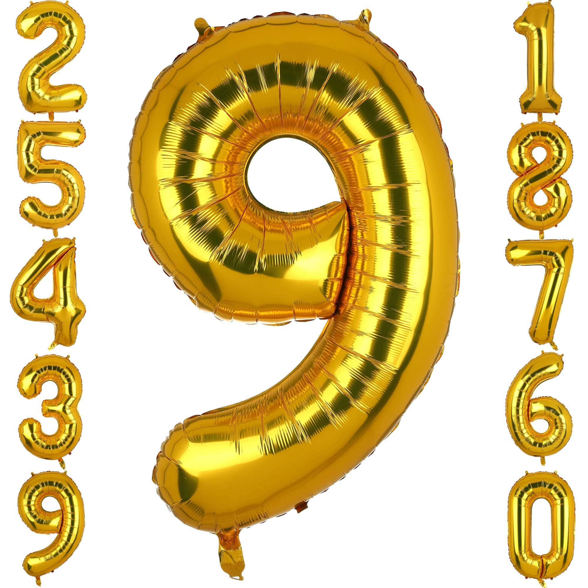 40 Inch Large Foil Number 9 Balloons Gold Big Mylar Helium Balloon Birthdays Party Decorations Supplies