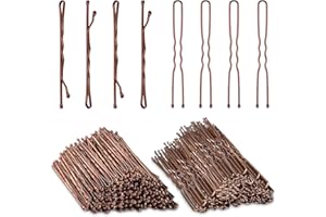 200PCS Brown Bobby Pins, AITRAI Brown Hair Pins 100pcs Brown Bobby Pins and 100pcs U-shaped Hair Pins for Bun Hair Pins Set with Box, 2.4 Inch