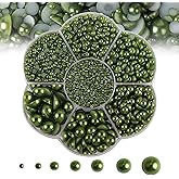 5600PCS Half Round Pearls Flatback Imitation Pearls for Crafts,7 Sizes for DIY Nails Art Crafting,Jewelry Making, Shoes,Cup,Phone Decoration (Deep Green)