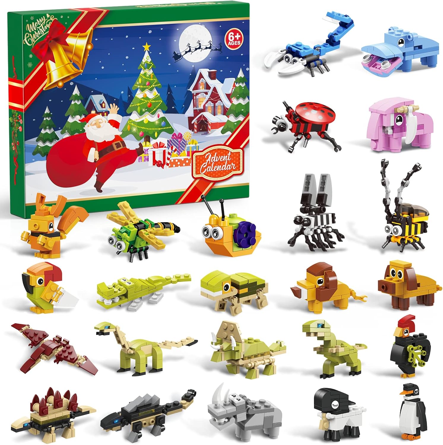 Advent Calendars - Advent Calendar 2023 Kids Toys, 24 Days Animal Building Blocks Christmas Countdown Calendar, Advent Calendars Surprise Christmas Gifts for Kids Dinosaur Toys for Boys Girls Age 4 5 6 7 8-12 Years Old