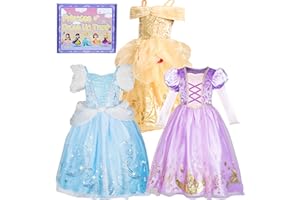 IKALI Princess Dress Up Trunk for Toddler Girls, Christmas Party Birthday Gift for Toddlers Kids 2T 3-4Y 4-6Y 7-8Y