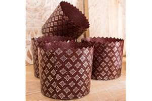9 oz Easter Bread Forms Paska Mold Kulich |25 Pack| - Paper Mold for Panettone - Brown Design W 3.55 x H 3.35-In