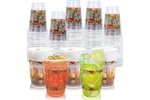 TEASIK 60 Pieces 16oz Christmas Poinsettia Cups,Holiday Party Drinkware Table Decorations Supplies,Plastic Disposable Cups for Merry Christmas Party Decorations