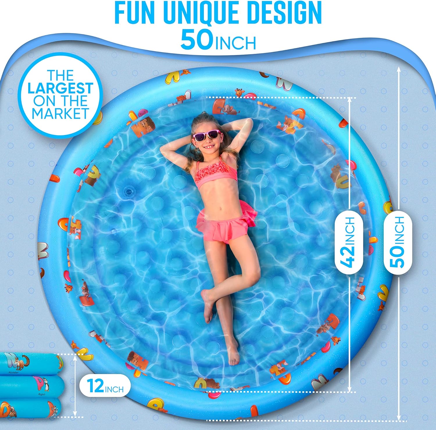 Inflatable Kiddie Pool for Kids - Kids Pools for Backyard - Swimming Pool for Kids and Toddlers - 3 Ring Pools for Inside and Outside - Durable Material with Soft Bubble Botton, Blue: Kitchen & Dining