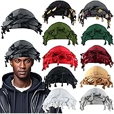 Turban Head Wraps for Men Skull Cap Halo Turban Pre-Tied Tassels Men Satin Lined Turban Hat with Fringe Twisted Tail (1, Dark Grey)