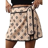 Majdan Womens Wrap Skort Casual Boho Mini Skirts Elastic Waist Relaxed Short Skirt with Belt