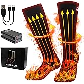MMlove Heated Socks for Men Women, 3 Heat Settings, 4000mAh Battery, Electric Heated Socks, Washable Rechargeable Foot Warmers for Camping Fishing Skiing Hiking