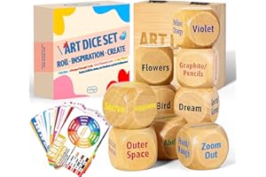 Garybank Inspiration Art Dice Set, W/Art Principles Cards - Color Wheel & Painting Knowledge, Drawing Games Art Supplies for Adults, Art Stuff Set of 9 Dice Creative Art Gifts for Artists, Teachers