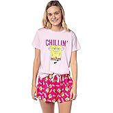 Nickelodeon SpongeBob SquarePants Women's Chillin' 2-Piece Short-Sleeve Pajama Short Set Sleepwear Loungewear