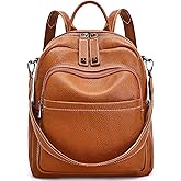 BOYATU Genuine Leather Backpack Purse for Women: Anti Theft Convertible Soft Backpacks - Elegant Womens Travel Backpack (01 Medium-Caramel Brown)