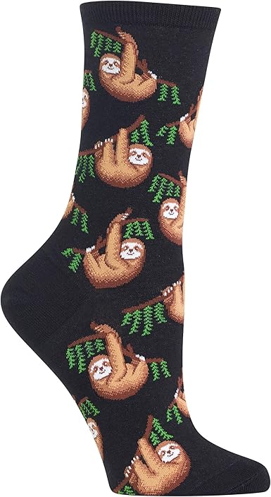 Hot Sox Sloth Black Damen Crew Socken 