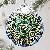 Celtic Triskelion Stained Glass Ornament – Christmas Ornament, Christmas Tree Ornament & Perfect Holiday Decor, Housewarming Gift, Irish Gift, Gifts for Women, Friends or Family