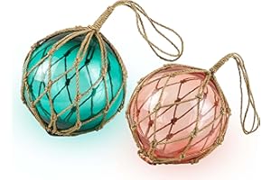 HOME DECOR SAILINGSTORY SAILINGSTORY Glass Fishing Float 7" Beach Coastal Decorative Ball for Centerpiece Bowl Glass Fishing Buoy Nautical Decor Ocean Decor Set of 2 Pack