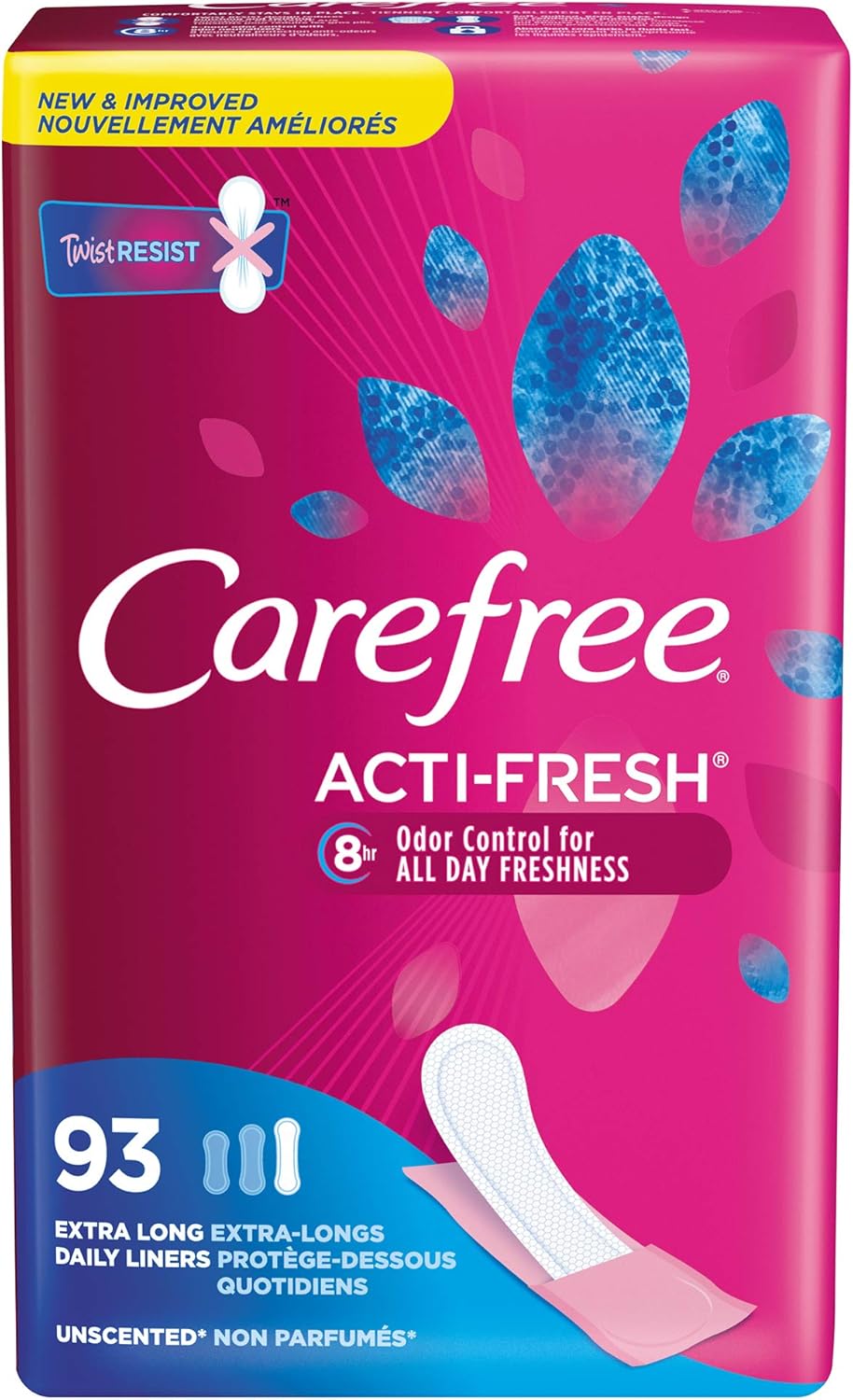 Carefree Acti-Fresh Body Shape Pantiliners Extra Long Unscented - 93 Count: Health & Personal Care
