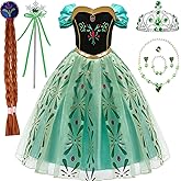 bibeikele Princess Kids Costume Anna Dress up Girls Outfit for Halloween Cosplay Chirstmas Birthday Party 3-10Years