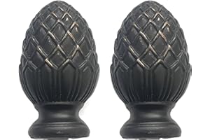 Urbanest Set of 2 Pineapple Lamp Finials, 2-inch Tall, Distressed Black