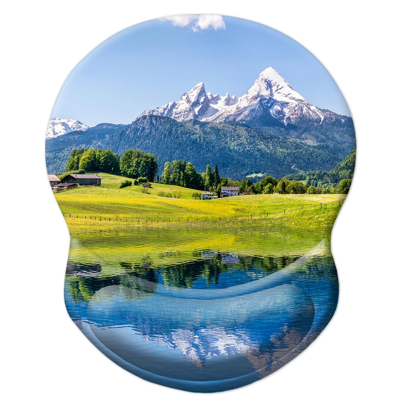 Photo 1 of Ergonomic Mouse Pad with Support - Comfortable Wrist Rest, Non-Slip PU Base for Home Office, Gaming (Natural Landscape)