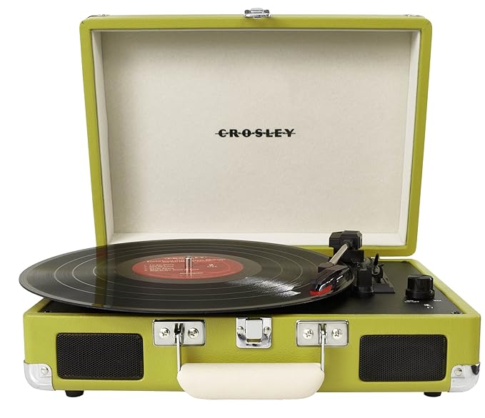 Crosley CR8005A Audio- - Plattenspieler (Audio-Plattenspieler mit Riemenantrieb, Grün, 33 1/3,45,78, AC, 2,5 kg, 355,6 x 117,