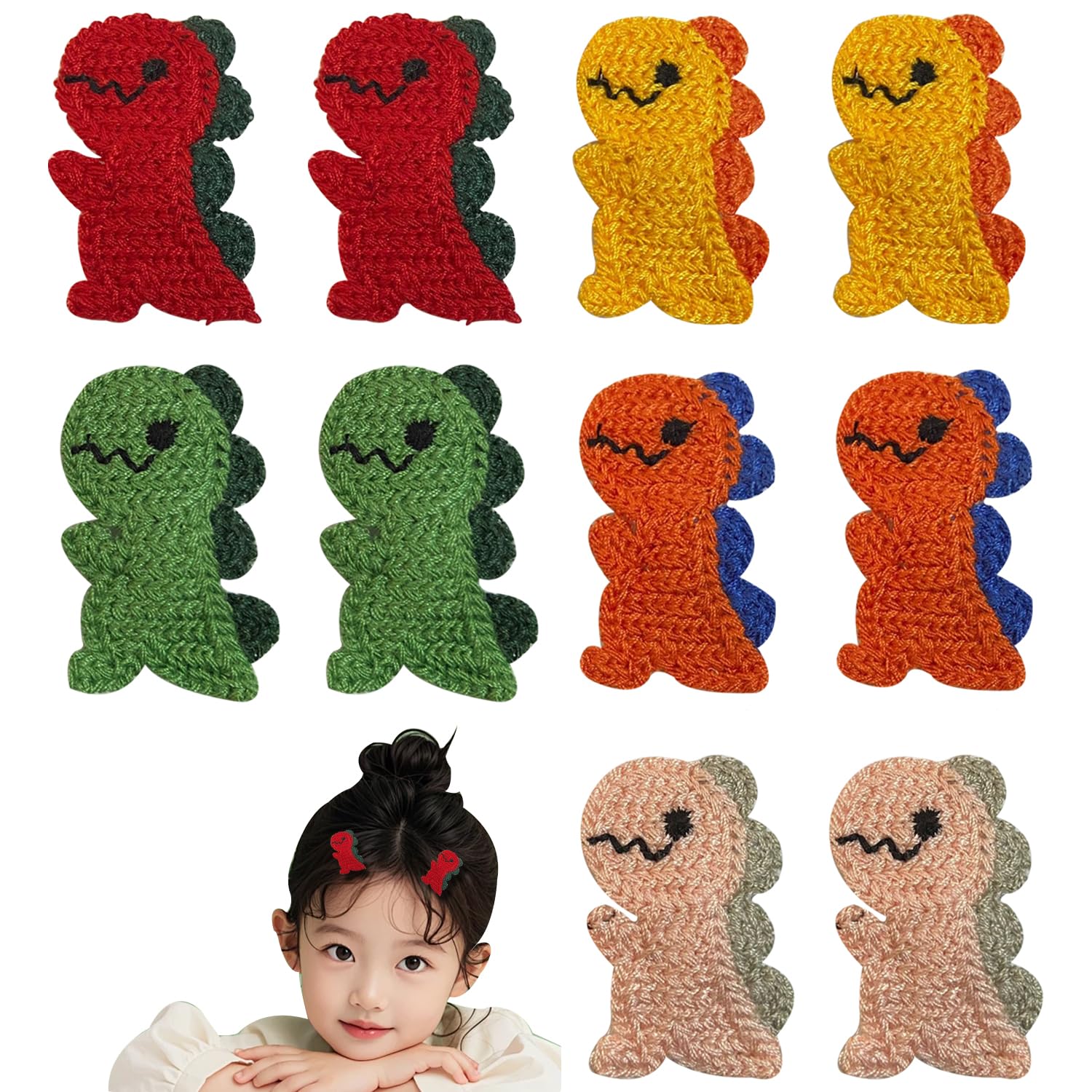 Photo 1 of 10 Piece Dinosaur Snap Hair Clips, Cute Barrettes and Cartoon Hairpins for Women, Girls, Toddlers, and Kids