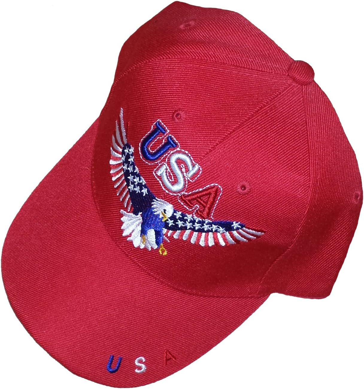 Patriotic Baseball Cap Red Hat Flying Bald Eagle American Flag United States