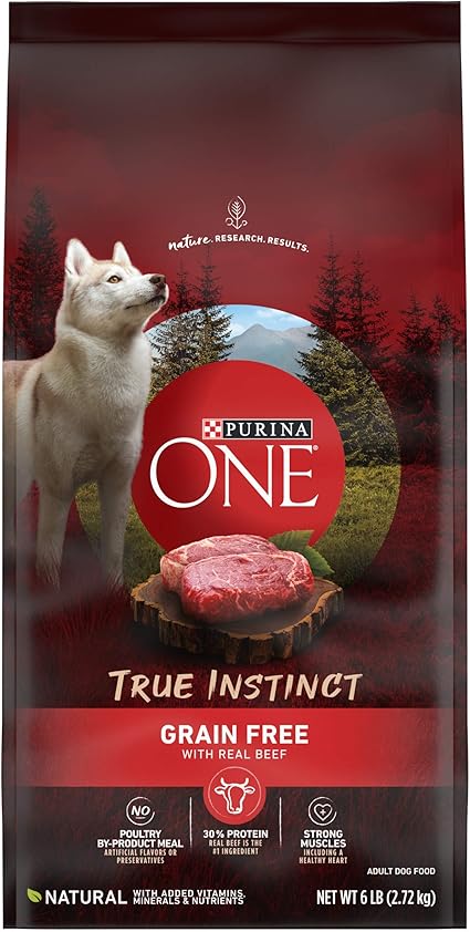 Amazon Com Purina One Grain Free Natural Dry Dog Food Smartblend True Instinct With Real Beef 6 Lb Bag