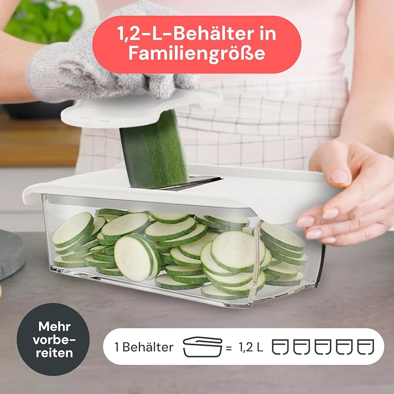 Pro - 6-in-1 Mandoline Gemüsehobel, Julienneschneider und Reibe