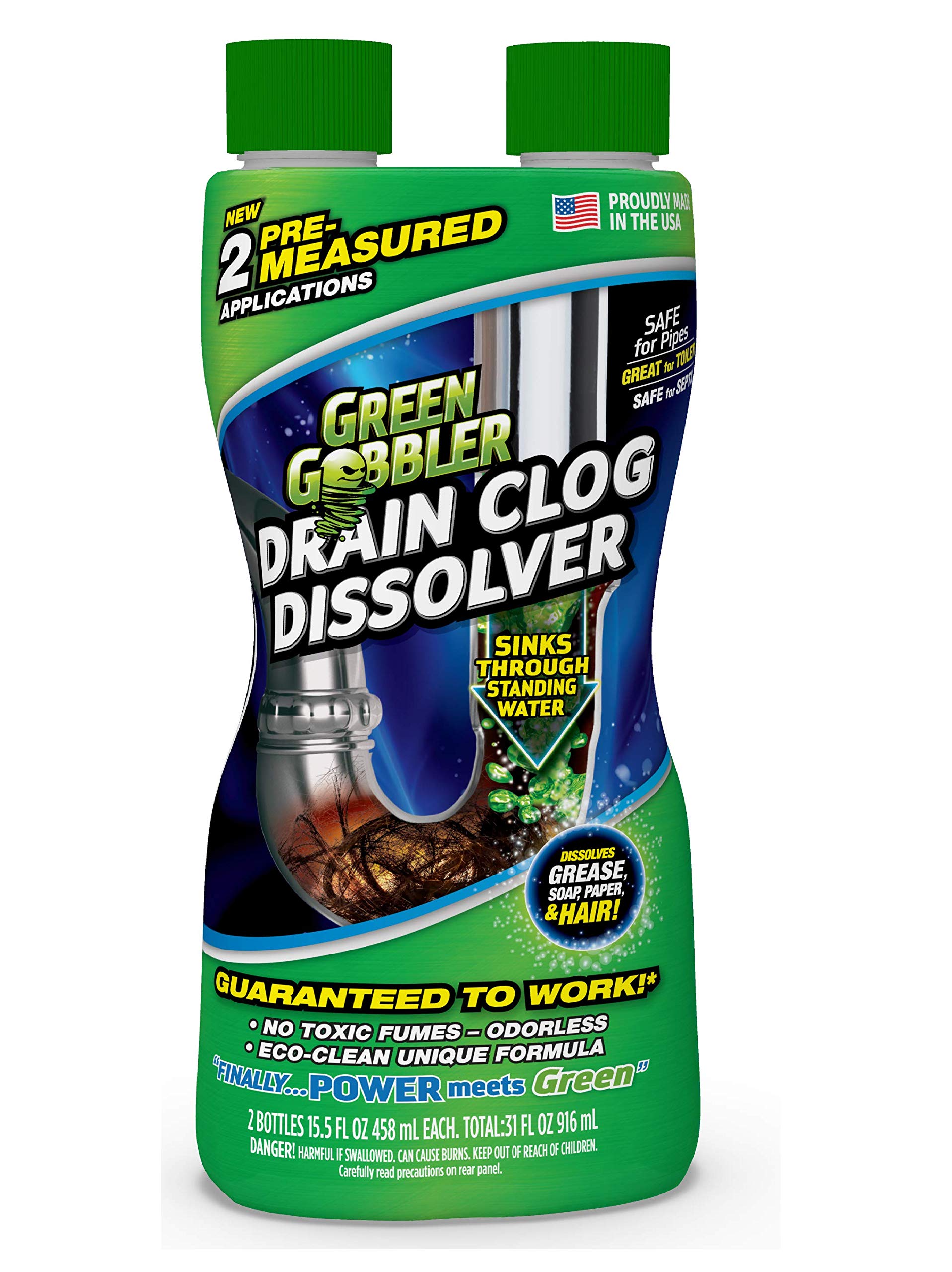 DISSOLVE Liquid Hair & Grease Clog Remover Drain Opener Drain