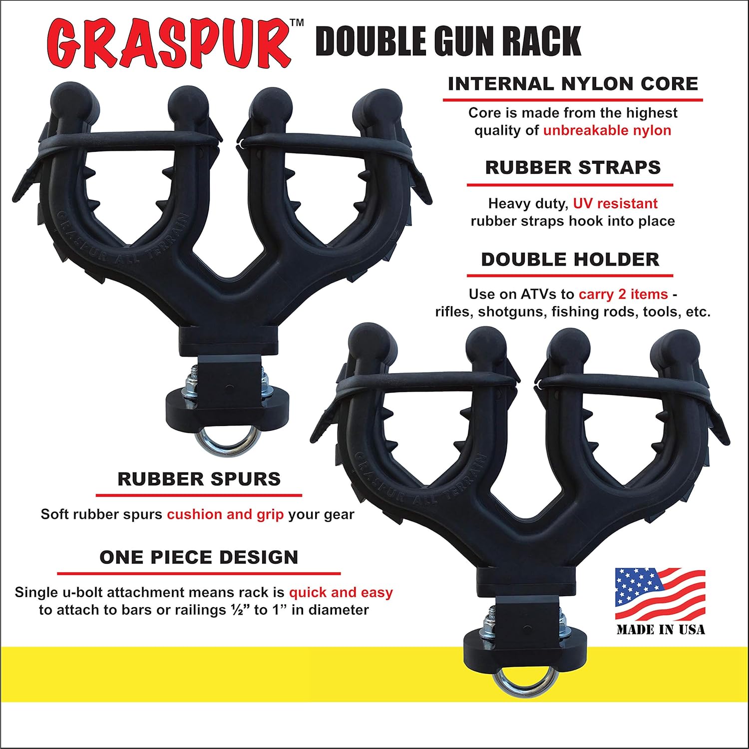 All Rite Products Graspur Double ATV Gun & Bow Rack - Model ATV2: Automotive