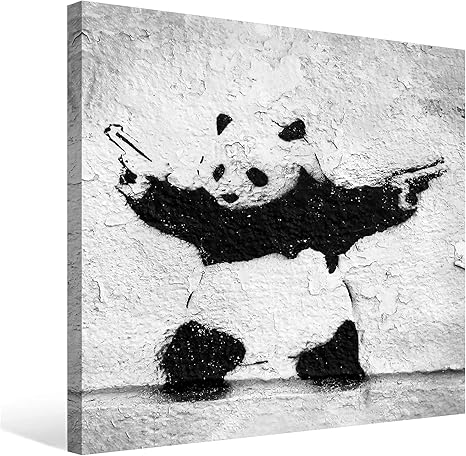 Amazon Co Jp 稲時雨 Banksy バンクシー ストリート アートパネル キャンバス絵画 正方形 絵画 インテリア 壁飾り フレーム装飾画 玄関 インテリア モダンアート 木枠セット 30 30cm ホビー
