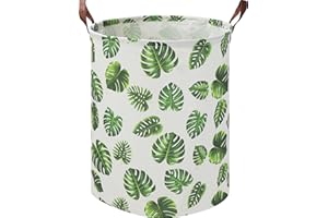 HKEC 19.7" Laundry Basket,Kids Dirty Clothes Hamper,Waterproof Toys Storage Bin,Room Decor,Gift Baskets,Baby Nursery Hamper(Green Monstera)