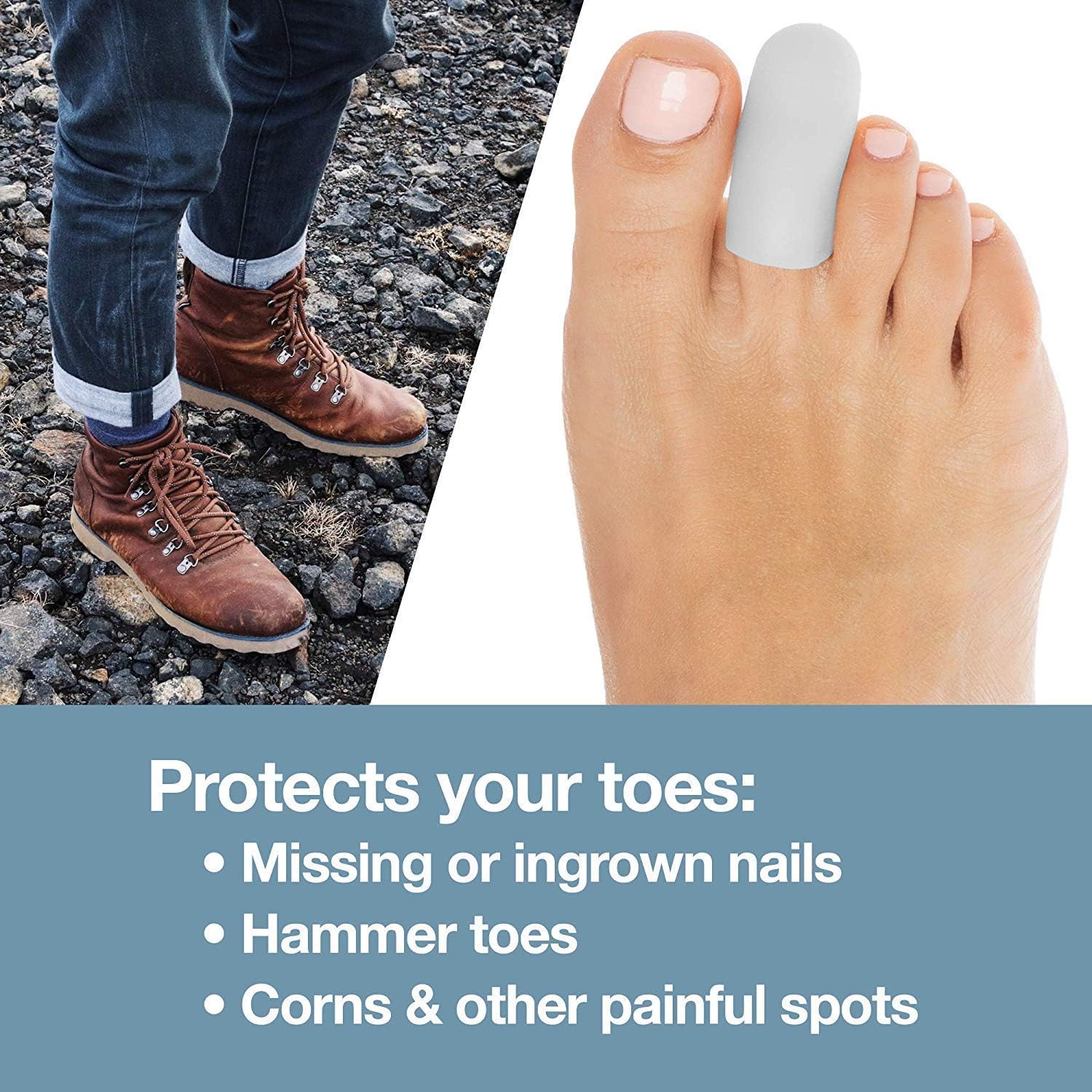 ZenToes 6 Pack Gel Toe Cap and Protector - Cushions and Protects to Provide Relief from Missing or Ingrown Toenails, Corns, Blisters, Hammer Toes (Small, White): Health & Personal Care