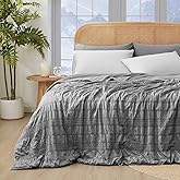 Cozy Bliss Seersucker Cooling Comforter Queen Size, Q-Max 0.4 Reversible Lightweight Cooling Blanket, Breathable Silk Smooth Summer Bedding Quilt for Hot Sleepers Night Sweats Dark Grey