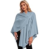 PULI Womens Elegant Cross Front Shawl Wraps Knitted Ponchos Cape Light Weight Poncho Sweater Soft Warm Travel Wraps