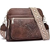 VIMUTI Crossbody Purses for Women Trendy,Vegan Leather Crossbody Bag Multi-Pocket Travel Shoulder Handbag with Tassel | Embossed Design, Adjustable Strap, Lightweight Purse, Medium, Soft Leather