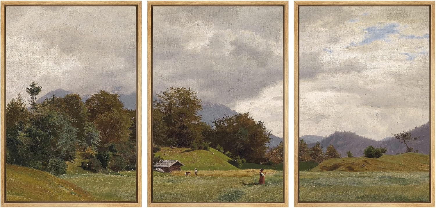 Wall Décor - SIGNWIN Framed Canvas Print Wall Art Woodland Nursery Decor Set Storm Cloud Pastoral Farm Landscape Nature Abstract Fine Art Nordic for Living Room, Bedroom, Office - 16